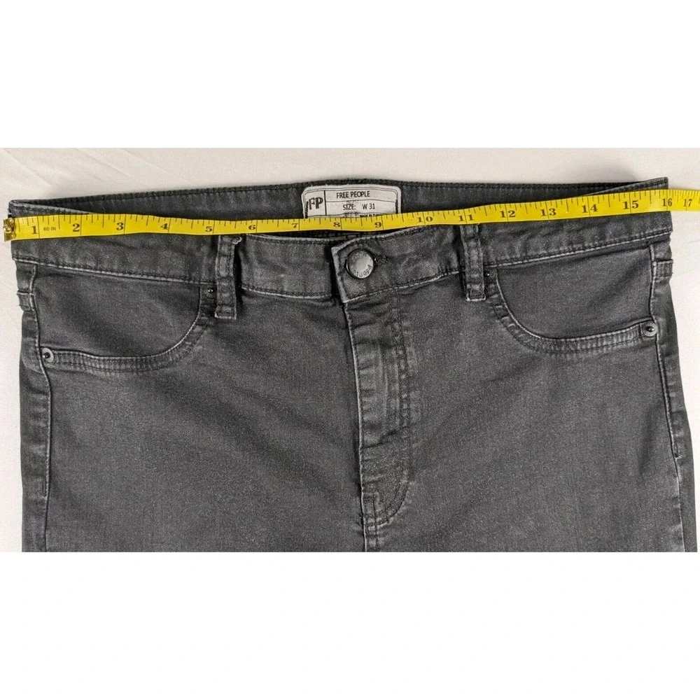 Free People Skinny Jeans Womens Size 31 Black Faded High Rise Stretch‎ Denim